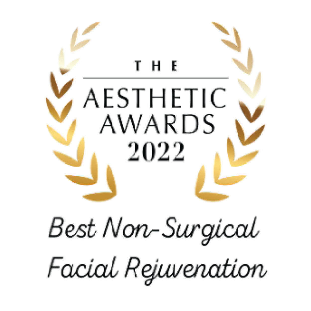 Gold laurel wreath badge: The Aesthetic Awards 2022 — Best Non-Surgical Facial Rejuvenation